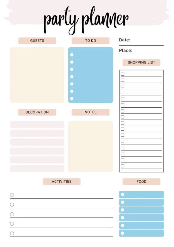 Birthday Party Planning Sheet