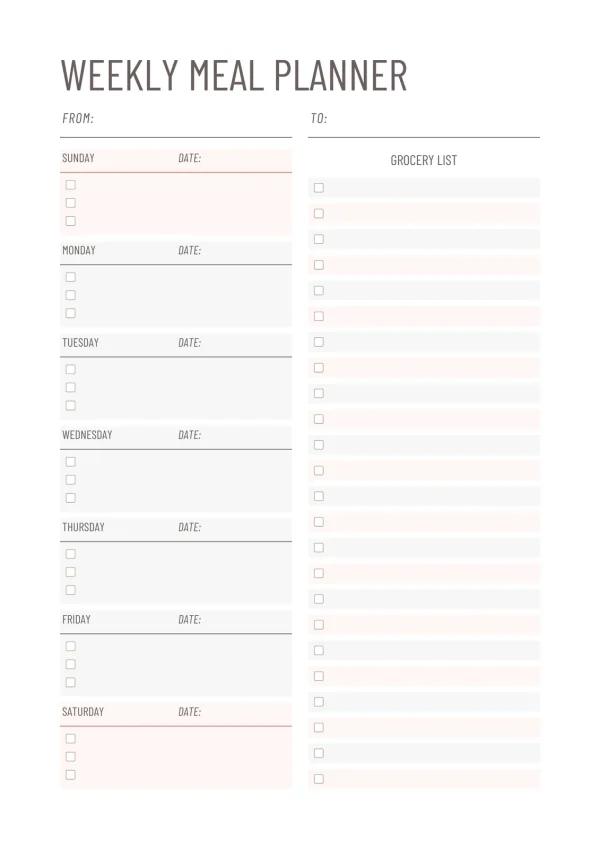 Meal Planner with Grocery List
