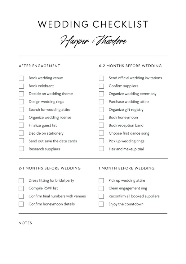 Wedding Checklist Planner