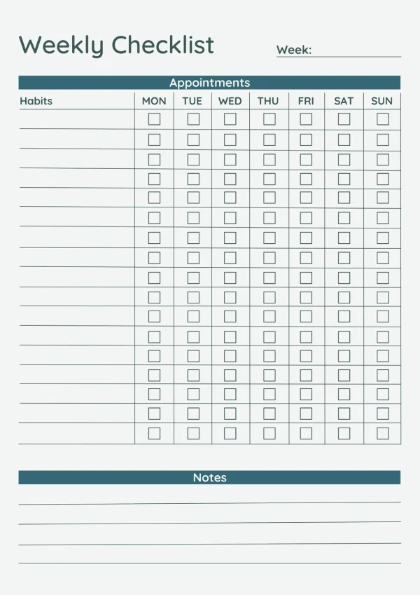 Weekly Cleaning Schedule