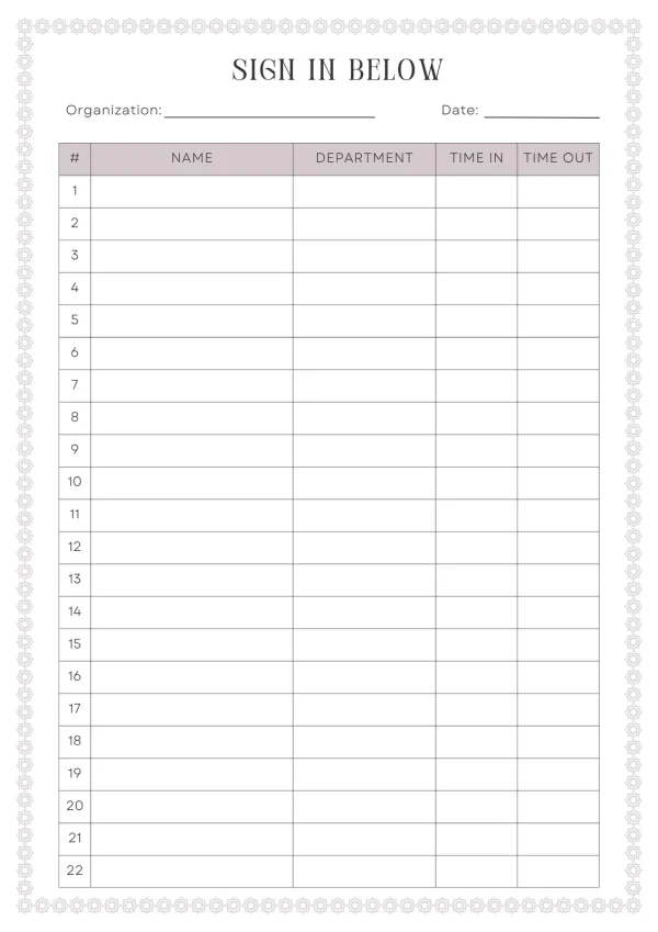 Mental Health Log Sheet