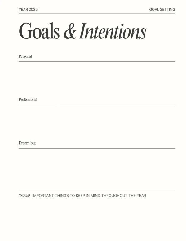Affirmation & Intentions Page
